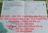 ĐẤT ĐẸP – GIÁ TỐT- Chính Chủ Cần Bán 2 Lô QL 15A Tại Ngọc Lặc, Thanh Hóa.